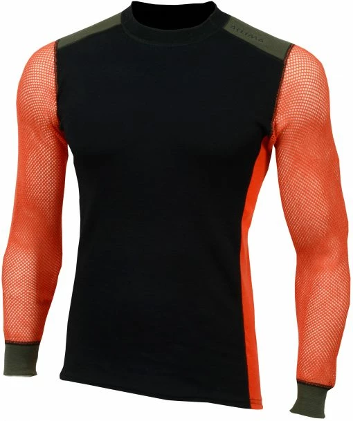 Aclima Hiking T-shirt Manches longues Col ras-du-cou Homme, noir/orange