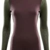 Aclima Hiking Col Ras-Du-Cou Femme, rouge/olive -Sous-vêtements Soldes aclima hiking crew neck women fudge dill olive night 1