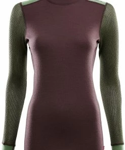 Aclima Hiking Col Ras-Du-Cou Femme, rouge/olive