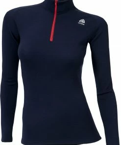 Aclima WarmWool Pull à col montant avec demi-zip Femme, bleu