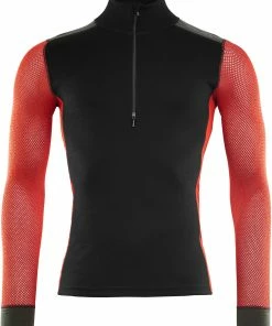 Aclima Hiking Chemise Faux Col Roulé Homme, noir/rouge