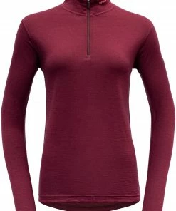 Devold Breeze Maillot manches longues à fermeture éclair torse Femme, rouge