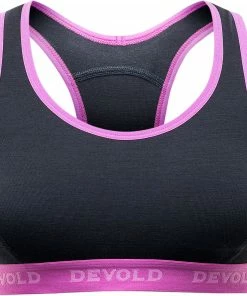 Devold Double Brassière Femme, noir/rose
