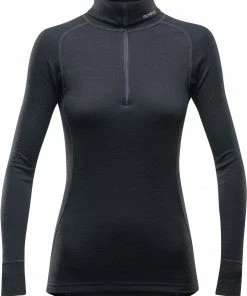 Devold Duo Active Zip Neck T-shirt Femme, gris/orange