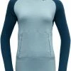 Devold Expedition Arctic Sweat à capuche Femme, Bleu pétrole/bleu -Sous-vêtements Soldes devold expedition arctic hoody women flood cameo 1