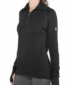 Devold Expedition Sweat-shirt Col roulé avec Zip Femme, noir -Sous-vêtements Soldes devold expedition zip neck shirt women black 1