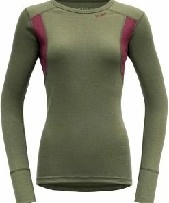 Devold Hiking T-shirts manches longues Femme, olive/rouge