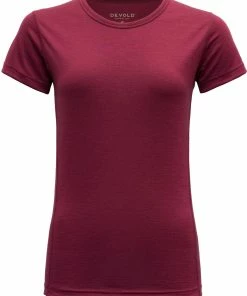 Devold Jakta T-Shirt Col Ras-Du-Cou Femme, rouge