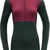 Devold Lauparen Haut couche de base manches longues à col fermeture éclair Femme, olive/rose -Sous-vêtements Soldes devold lauparen ls zip neck shirt women beetroot woods ink 1 1