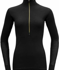 Devold Wool Mesh Maillot manches longues à fermeture éclair torse Femme, noir