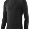 Föhn Merino Couche de base à manches longues zip Homme, noir