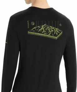 Icebreaker 200 Oasis Alps 3D Haut manches longues à col rond Homme, noir -Sous-vêtements Soldes icebreaker 200 oasis alps 3d ls crew shirt men black 3