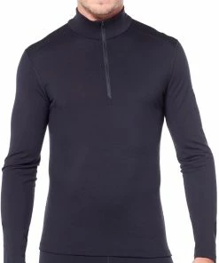 Icebreaker 200 Oasis Haut À Manches Longues À Fermeture Éclair Torse Homme, noir -Sous-vêtements Soldes icebreaker 200 oasis alusvaatteet miehet black 2 5