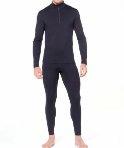 Icebreaker 200 Oasis Haut À Manches Longues À Fermeture Éclair Torse Homme, noir -Sous-vêtements Soldes icebreaker 200 oasis alusvaatteet miehet black 4 5