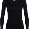 Icebreaker 200 Oasis Haut Avec Encolure Dégagée À Manches Longues Femme, noir -Sous-vêtements Soldes icebreaker 200 oasis ls scoop top women musta 1