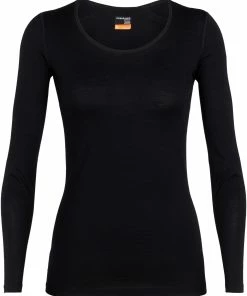 Icebreaker 200 Oasis Haut Avec Encolure Dégagée À Manches Longues Femme, noir