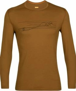 Icebreaker 200 Oasis Ski Stripes Haut manches longues à col rond Homme, marron