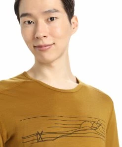 Icebreaker 200 Oasis Ski Stripes Haut manches longues à col rond Homme, marron -Sous-vêtements Soldes icebreaker 200 oasis ski stripes ls crew shirt men clove 5