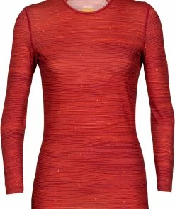 Icebreaker 200 Oasis Ski Tracks Haut manches longues à col rond Femme, rouge