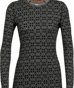 Icebreaker 250 Vertex Alpine Geo Haut manches longues à col rond Femme, blanc