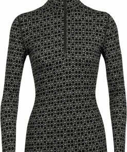 Icebreaker 250 Vertex Alpine Geo Haut à manches longues demi-zippé Femme, noir