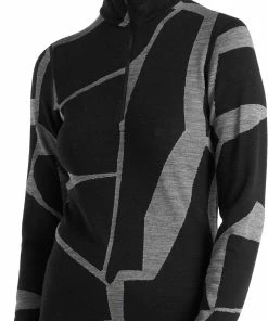 Icebreaker 250 Vertex Landscapes Haut manches longues demi-zip Femme, noir/gris -Sous-vêtements Soldes icebreaker 250 vertex landscapes ls half zip top women black j 2 1