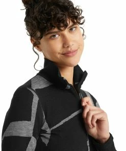 Icebreaker 250 Vertex Landscapes Haut manches longues demi-zip Femme, noir/gris -Sous-vêtements Soldes icebreaker 250 vertex landscapes ls half zip top women black j 6 1