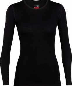 Icebreaker 260 Tech Haut À Col Ras-Du-Cou À Manches Longues Femme, noir