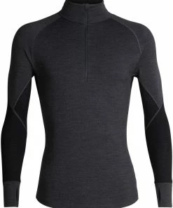 Icebreaker 260 Zone Sweat À Manches Longues À Fermeture Éclair Torse Homme, gris/noir -Sous-vêtements Soldes icebreaker 260 zone ls half zip shirt men jet heather black 3 1