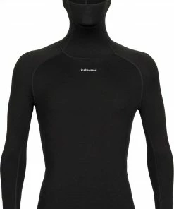 Icebreaker Chemise à col roulé en mérinos à manches longues Homme, noir