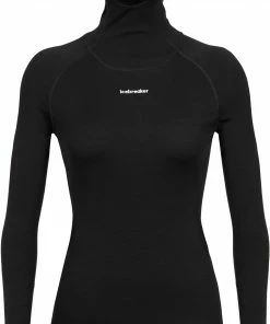 Icebreaker Chemise à col roulé en mérinos à manches longues Femme, noir