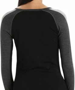 Icebreaker ZoneKnit 200 Haut manches longues à col rond Femme, jaune/marron -Sous-vêtements Soldes icebreaker zoneknit 200 ls crew shirt women jet heather black metro heather cb 3