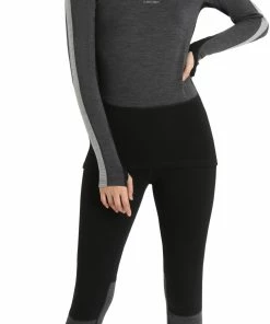 Icebreaker ZoneKnit 200 Haut manches longues à col rond Femme, gris/noir -Sous-vêtements Soldes icebreaker zoneknit 200 ls crew shirt women jet heather black metro heather cb 4 1