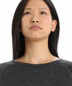 Icebreaker ZoneKnit 200 Haut manches longues à col rond Femme, gris/noir -Sous-vêtements Soldes icebreaker zoneknit 200 ls crew shirt women jet heather black metro heather cb 5 1