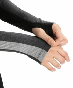 Icebreaker ZoneKnit 200 Haut manches longues à col rond Femme, gris/noir -Sous-vêtements Soldes icebreaker zoneknit 200 ls crew shirt women jet heather black metro heather cb 6 1