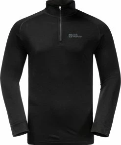 Jack Wolfskin Alpspitze Chemise à manches longues en laine Homme, noir