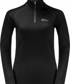 Jack Wolfskin Alpspitze Chemise à manches longues en laine Femme, noir