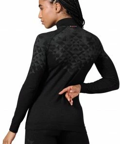 Sous-vêtements Soldes -Sous-vêtements Soldes odlo kinship performance wool 200 ls halfzip baselayer turtle neck top women black melange 2