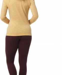 Smartwool Merino 250 Pattern Haut couche de base 1/4 Zip Femme, jaune -Sous-vêtements Soldes smartwool merino 250 pattern baselayer 1 4 zip top boxed women honey gold dot 3