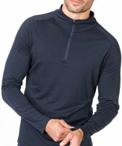 Super.natural Base 175 T-shirt Manches longues Zip 1/4 Homme, bleu 7 Super.natural Base 175 T-shirt Manches longues Zip 1/4 Homme, bleu -Sous-vêtements Soldes supernatural base 175 1 4 zip shirt men navy blazer 3