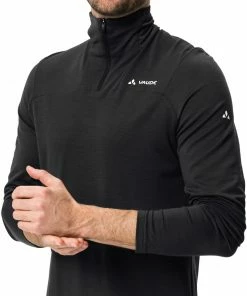 VAUDE Monviso T-Shirt à manches longues demi-zip en laine Homme, noir -Sous-vêtements Soldes vaude monviso wool halfzip ls t shirt men black 3