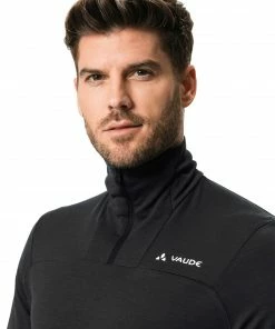 VAUDE Monviso T-Shirt à manches longues demi-zip en laine Homme, noir -Sous-vêtements Soldes vaude monviso wool halfzip ls t shirt men black 6