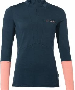 VAUDE Monviso Chemise à demi-zip en laine Femme, bleu