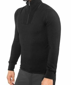 Woolpower 400 Sweat-shirt à col roulé avec demi-zip, bleu -Sous-vêtements Soldes woolpower 400 alusvaatteet black 2 1