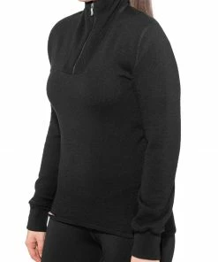 Woolpower 400 Sweat-shirt à col roulé avec demi-zip, noir -Sous-vêtements Soldes woolpower 400 alusvaatteet black 4 3