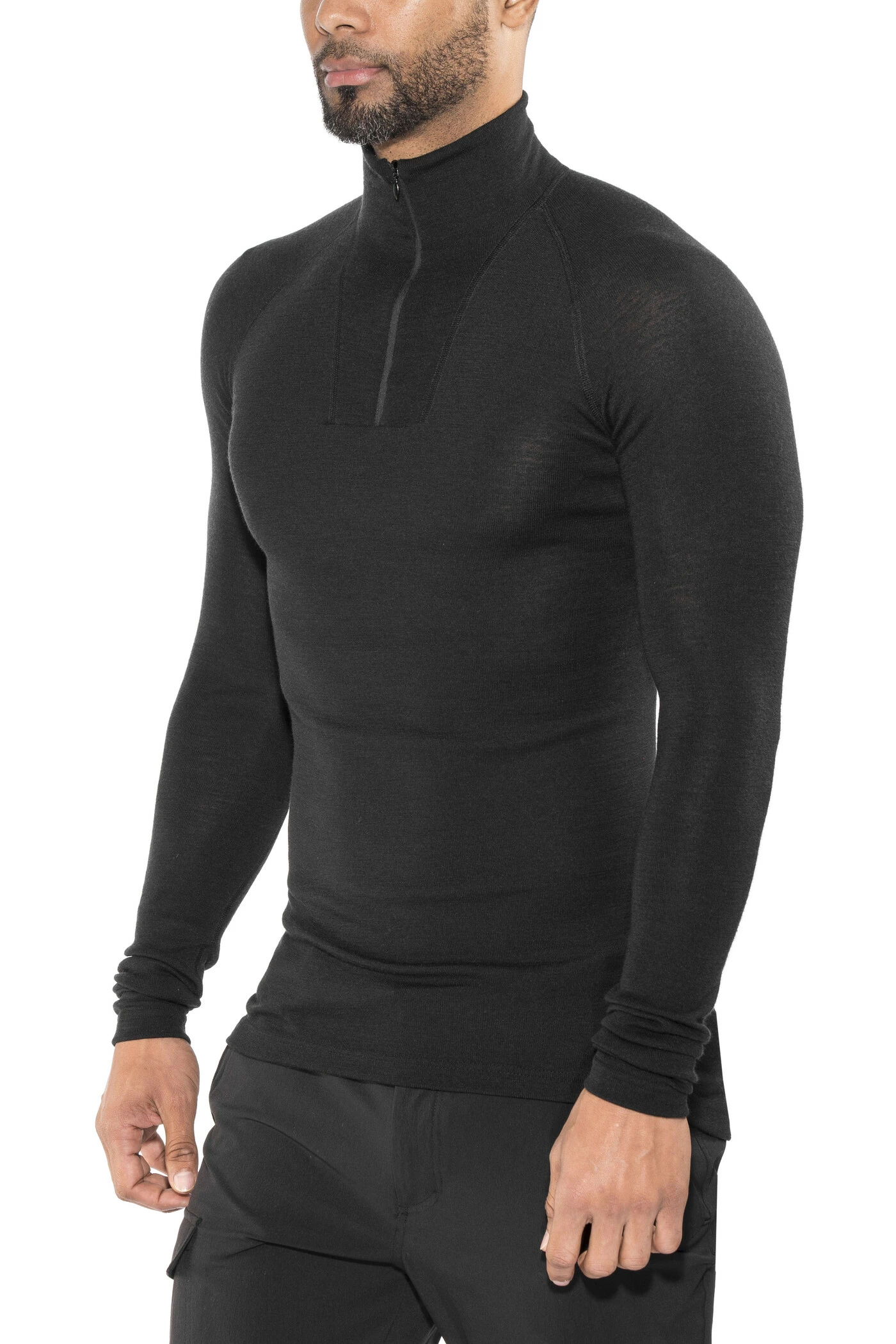 Woolpower Lite Sweat-shirt à col roulé avec demi-zip, noir 4 Woolpower Lite Sweat-shirt à col roulé avec demi-zip, noir – Image 2